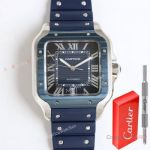 TW Factory 1-1 Copy Santos de Cartier 39.8mm Blue Rubber with Upgrade Clasp